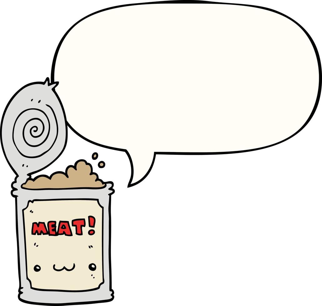 cartoon canned food and speech bubble vector
