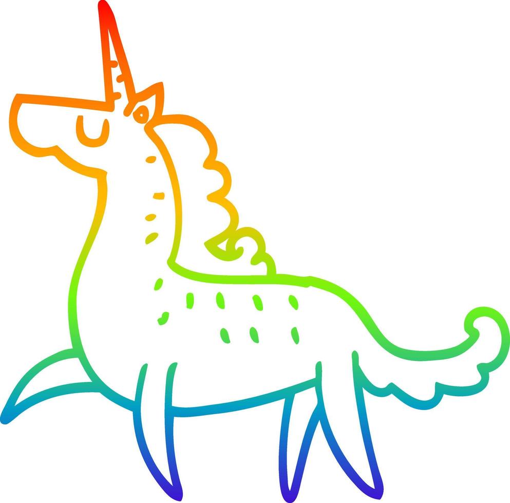 rainbow gradient line drawing cartoon magical unicorn vector