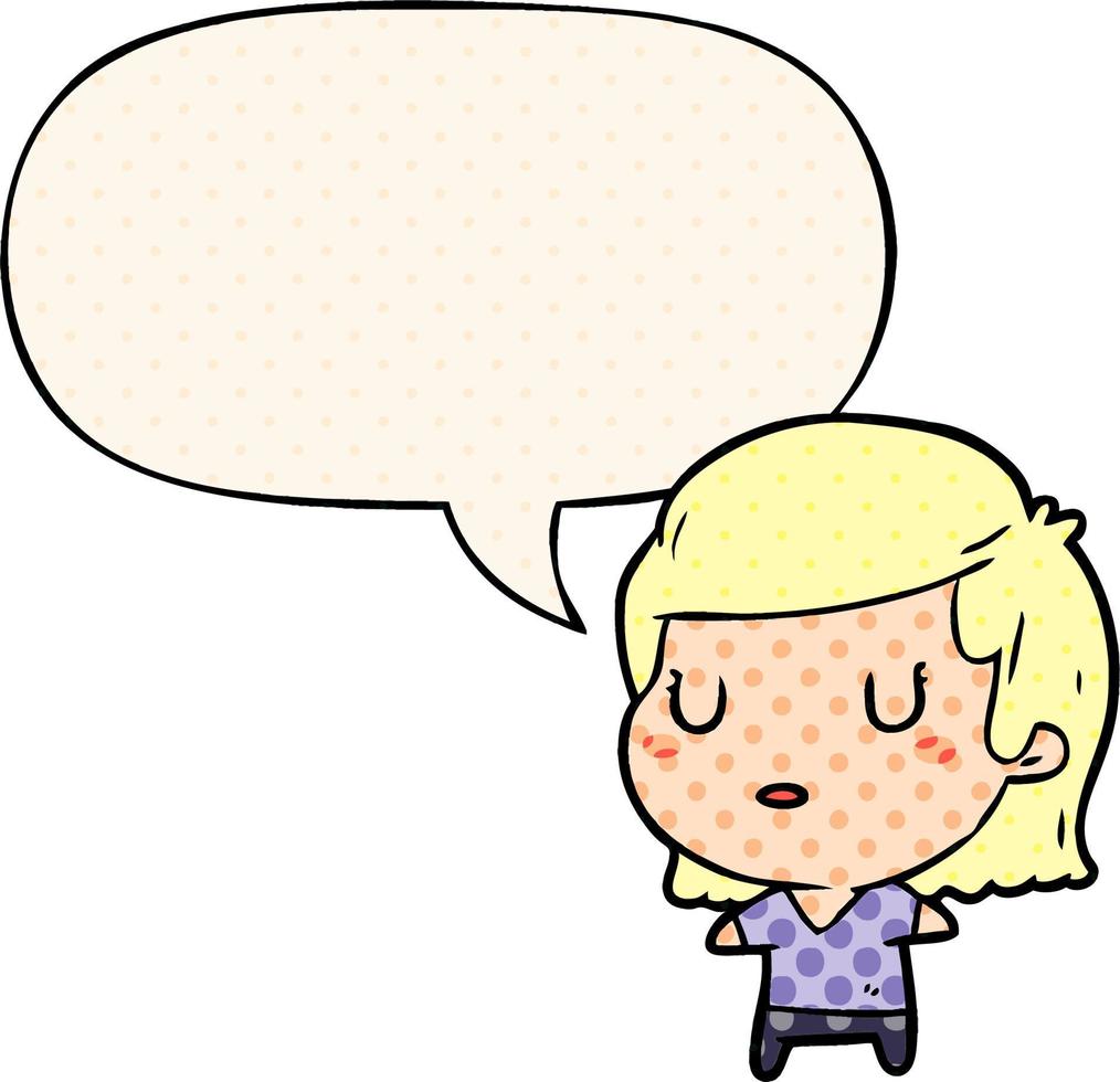 cartoon woman and speech bubble in comic book style vector