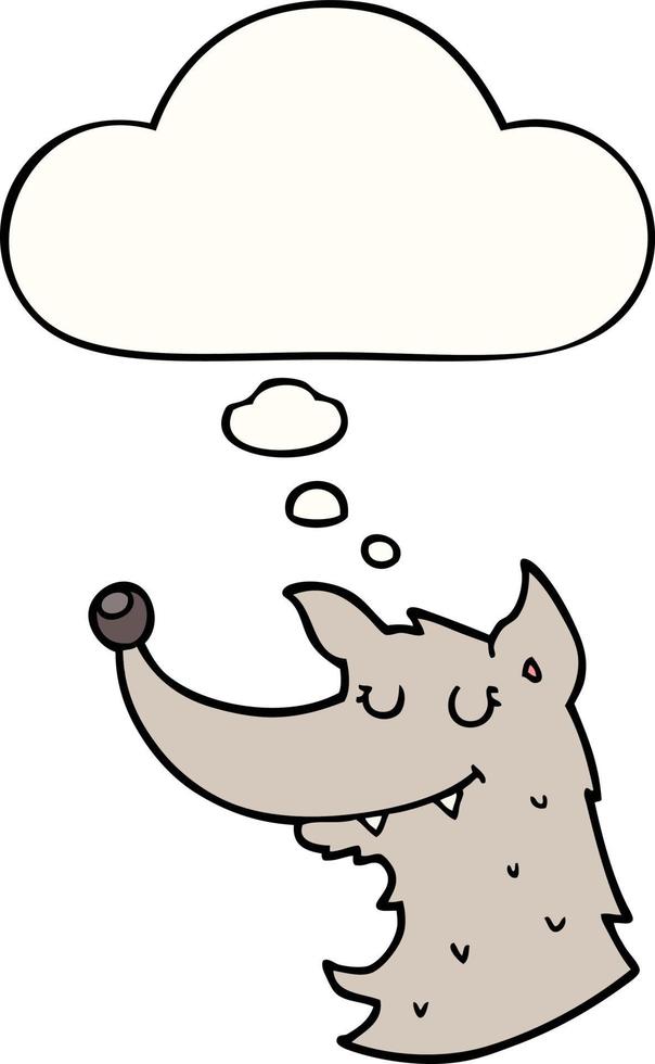 cartoon wolf and thought bubble vector