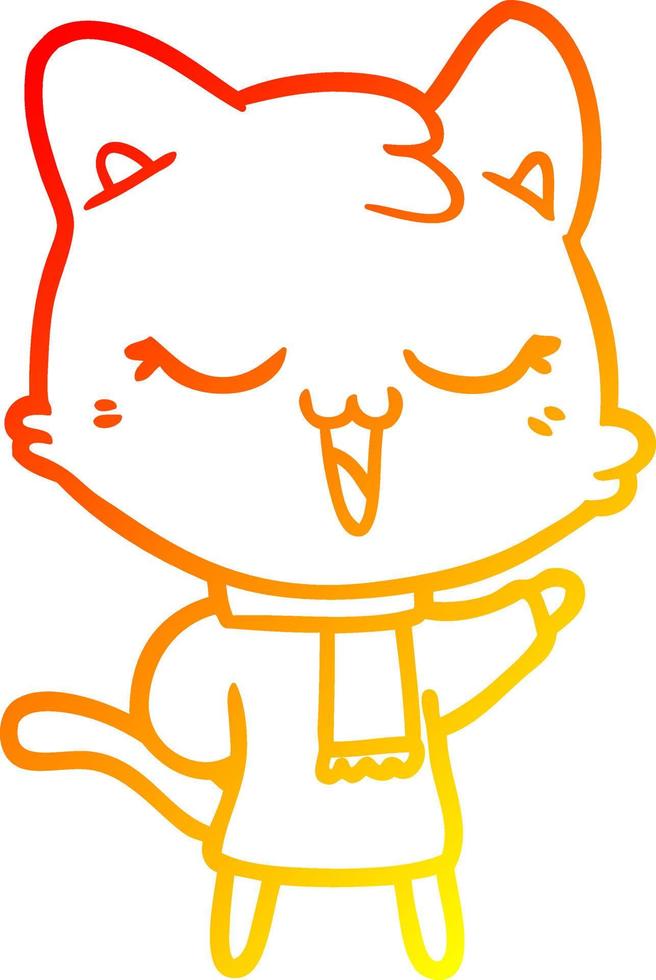 gato de dibujos animados de dibujo de línea de gradiente cálido vector