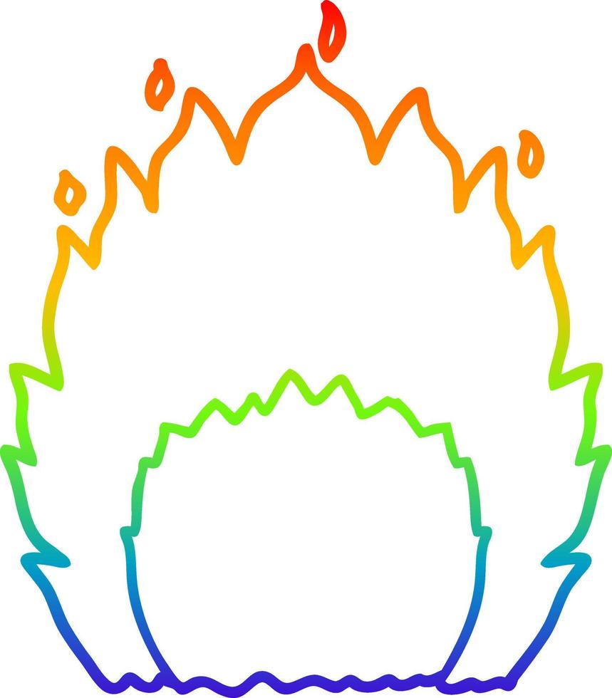 rainbow gradient line drawing cartoon fire vector