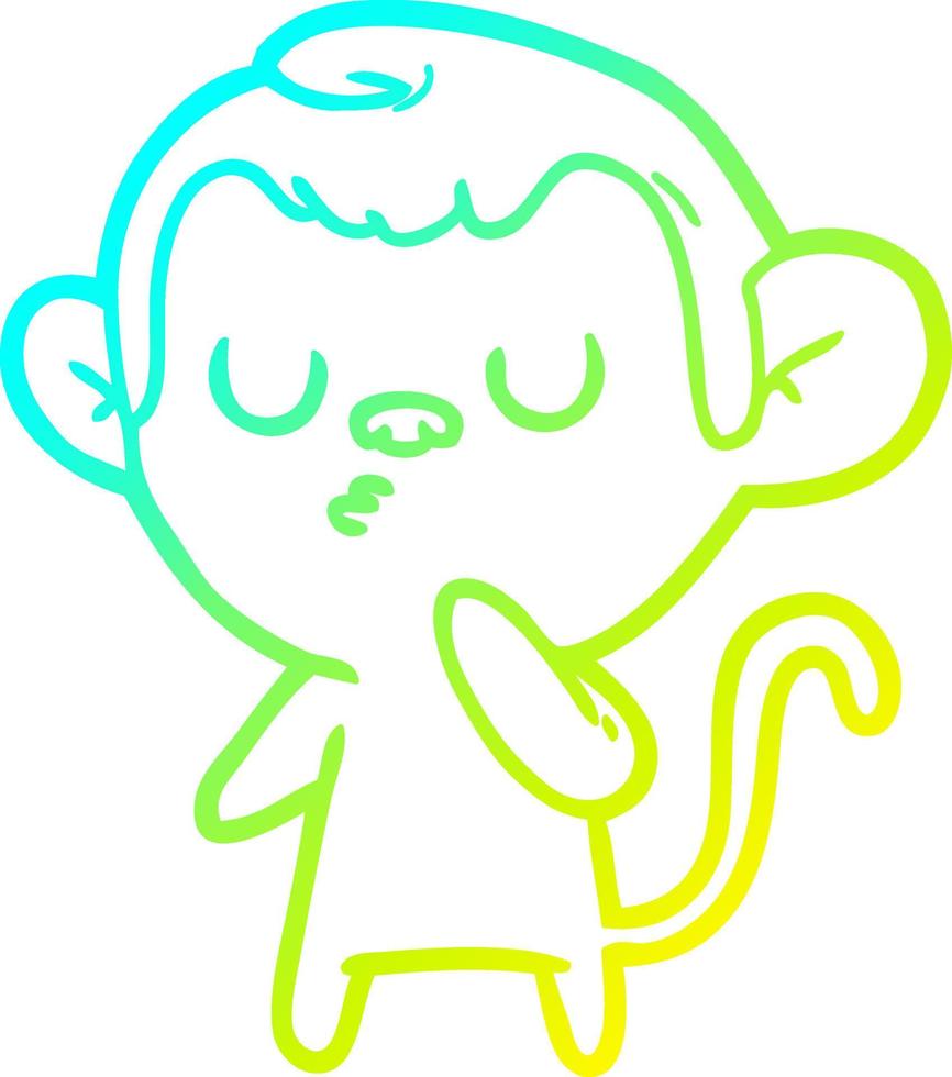 cold gradient line drawing cartoon monkey vector
