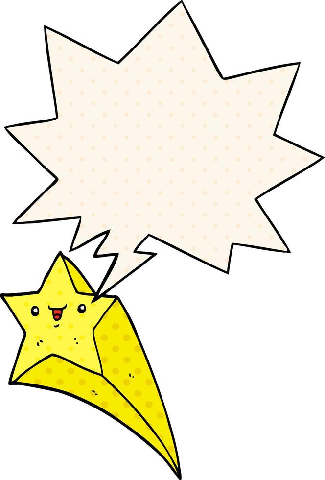 cartoon shooting star and speech bubble in comic book style vector
