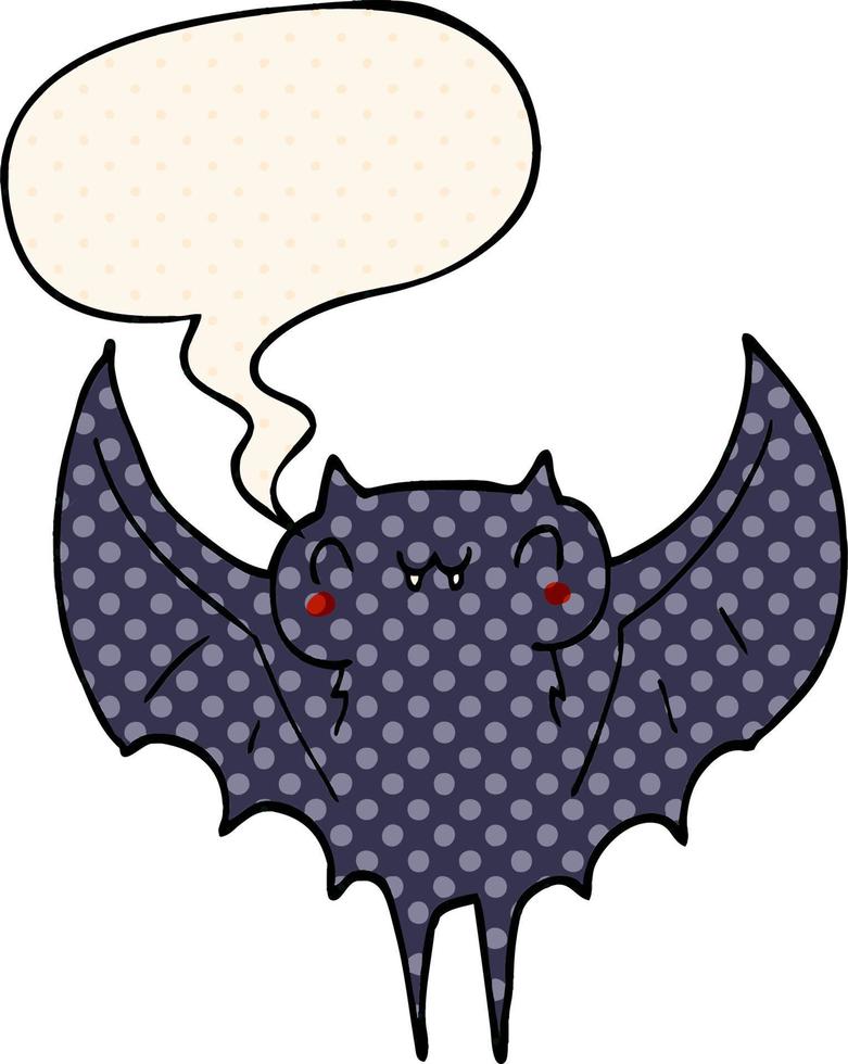cartoon bat and speech bubble in comic book style vector