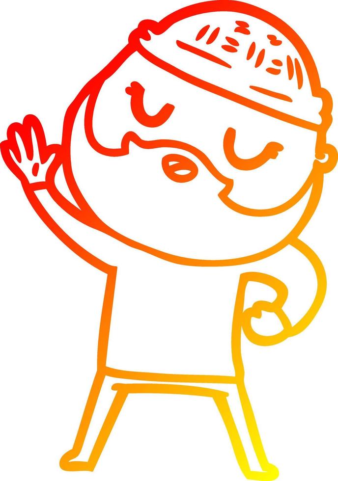 warm gradient line drawing cartoon man with beard vector