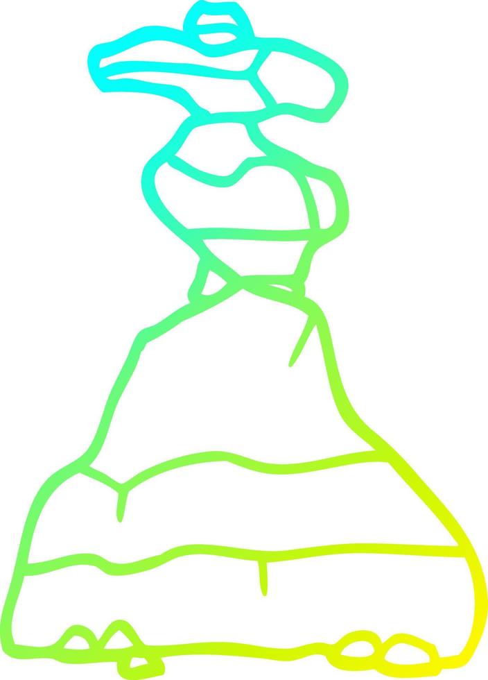 cold gradient line drawing cartoon boulders vector