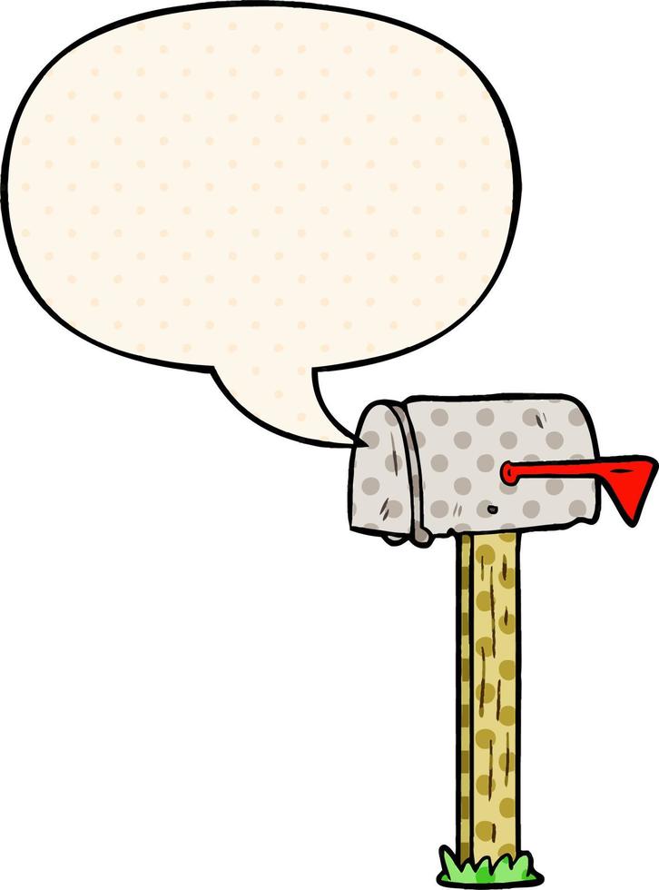 cartoon mailbox and speech bubble in comic book style vector