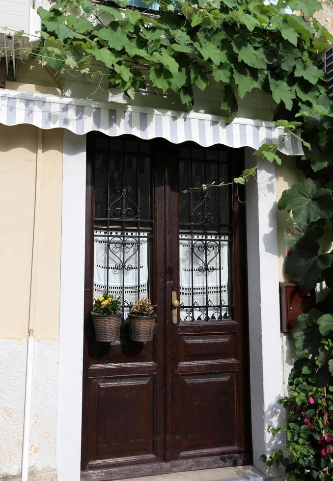 Tel Aviv July 20, 2019. Architectural design element of a door for entering and exiting a building photo