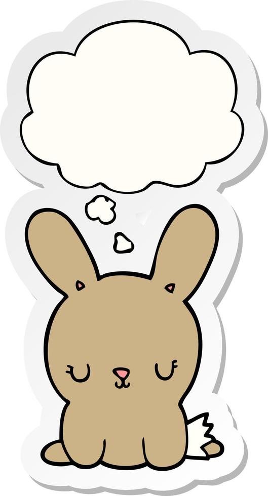 cute cartoon rabbit and thought bubble as a printed sticker vector