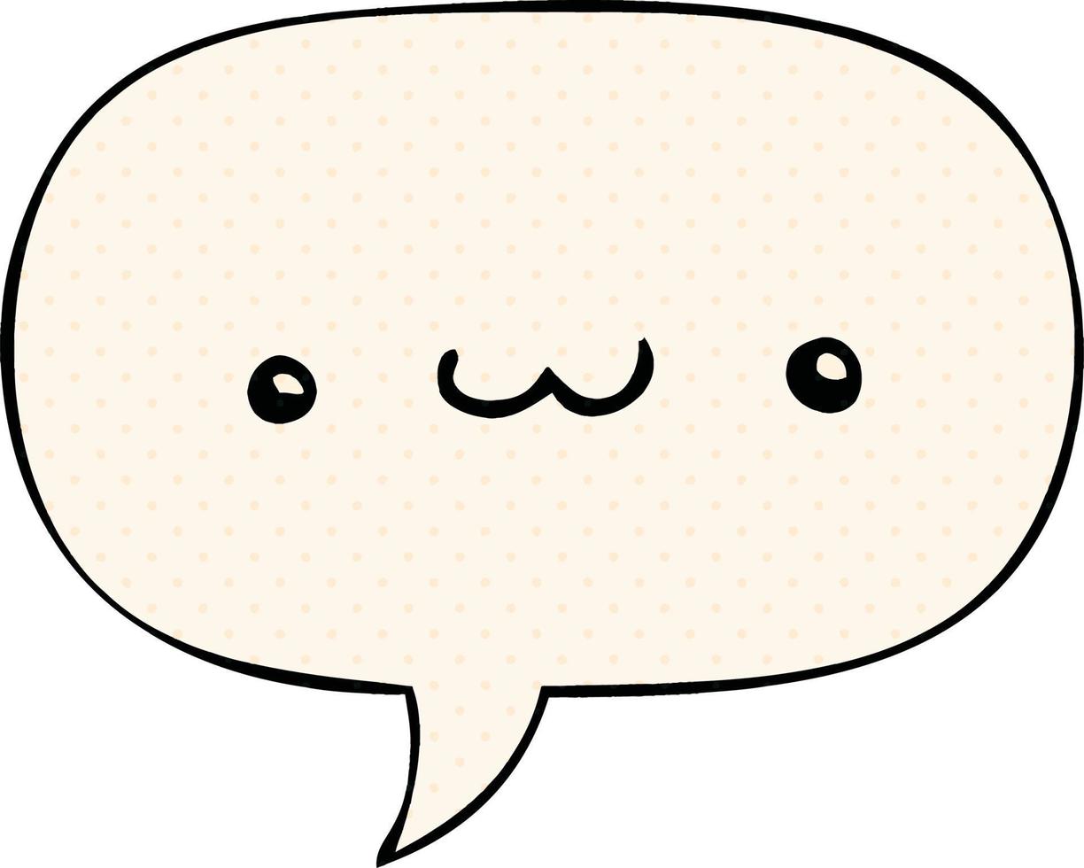happy cartoon expression and speech bubble in comic book style vector