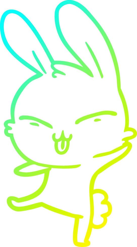 cold gradient line drawing cute cartoon rabbit vector