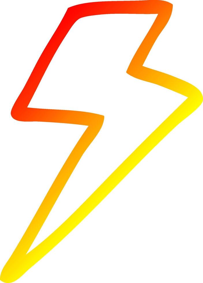 warm gradient line drawing cartoon lightning bolt vector
