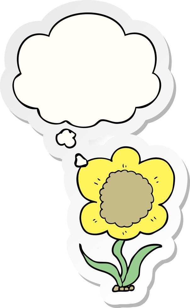 cartoon flower and thought bubble as a printed sticker vector