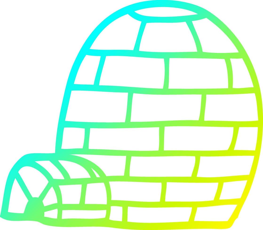 cold gradient line drawing cartoon igloo vector