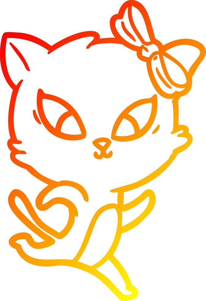 gato de dibujos animados de dibujo de línea de gradiente cálido vector