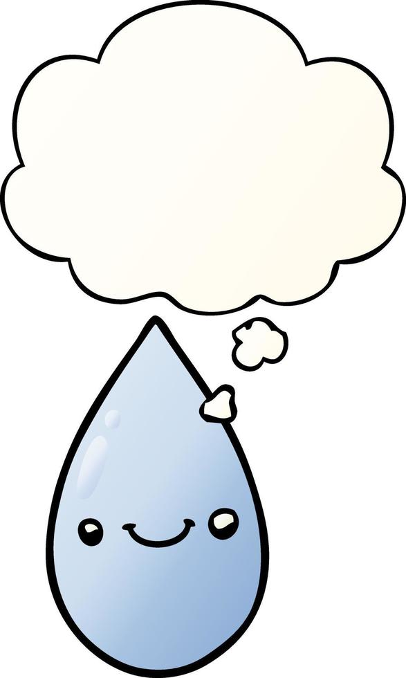 cartoon cute raindrop and thought bubble in smooth gradient style vector