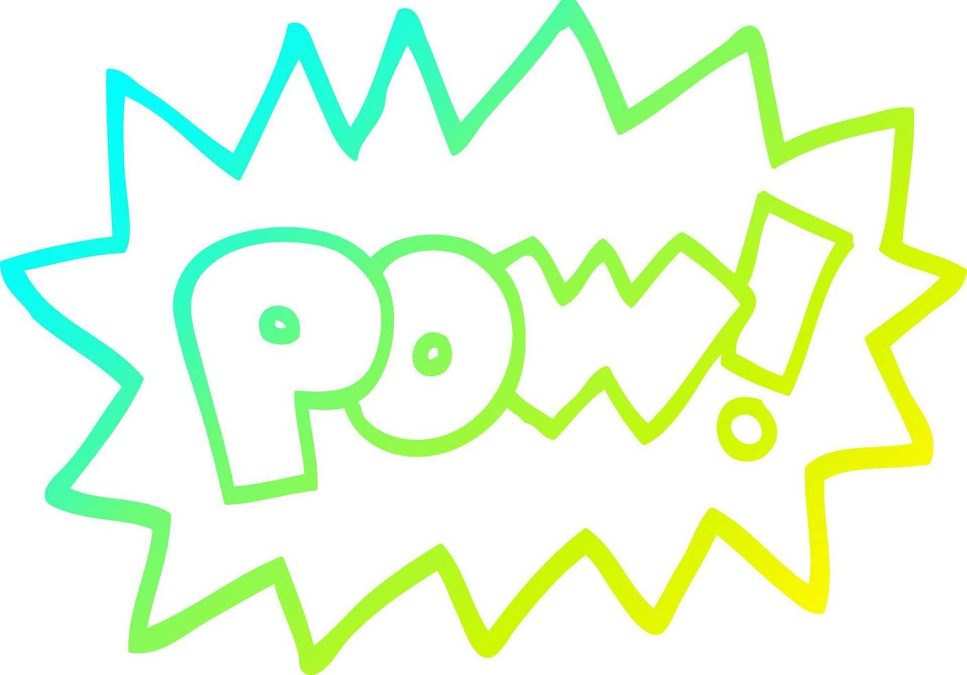 cold gradient line drawing cartoon pow symbol vector
