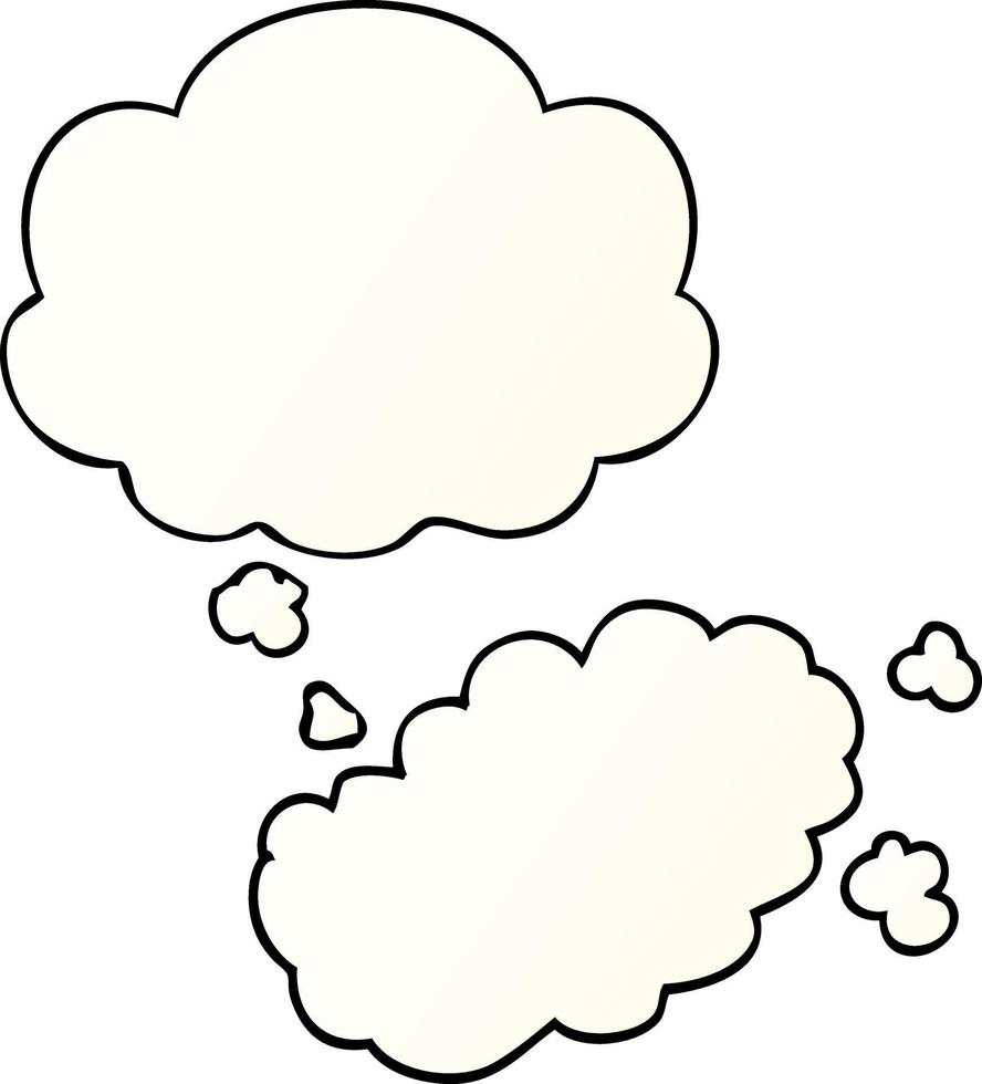 cartoon puff of smoke and thought bubble in smooth gradient style vector