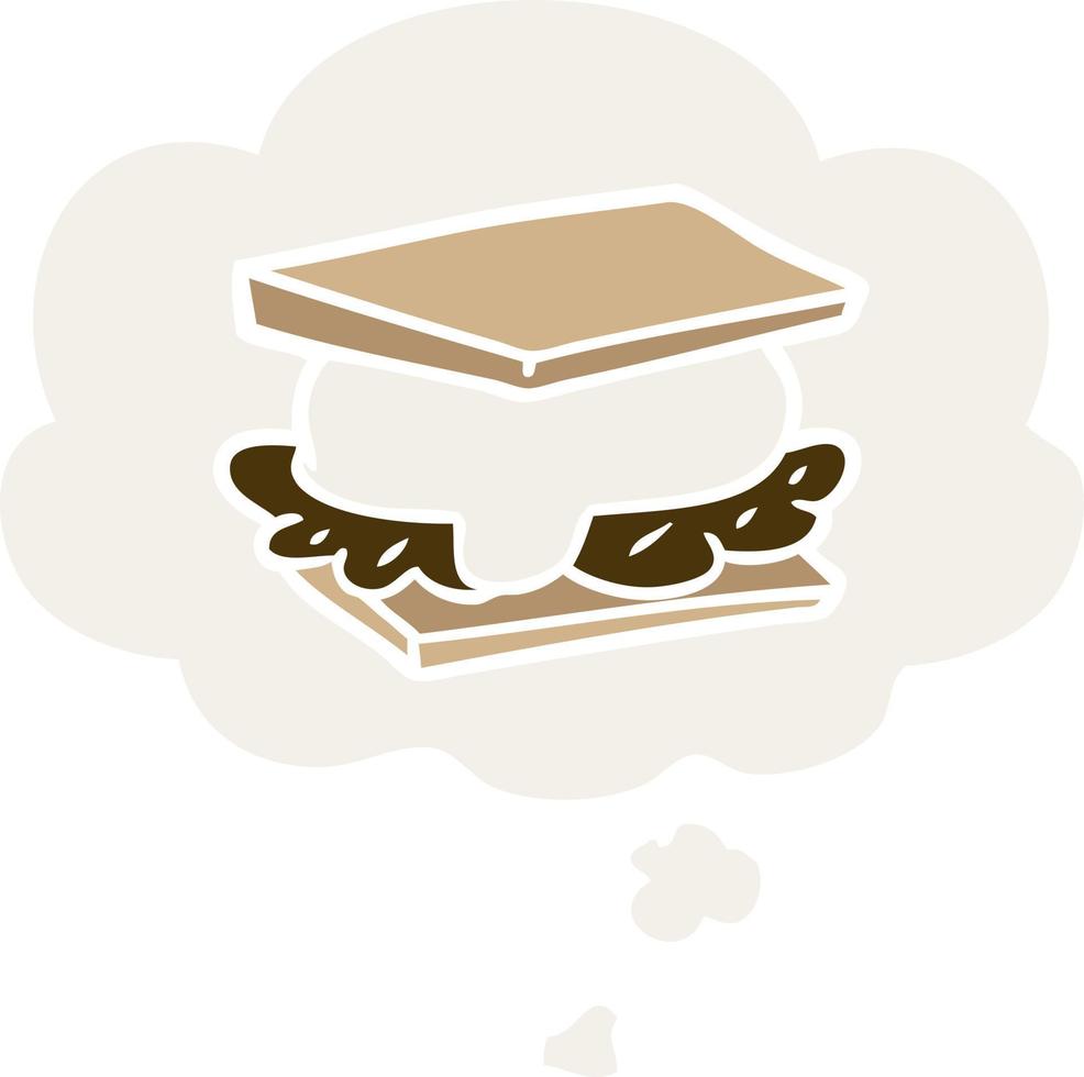 smore cartoon and thought bubble in retro style vector