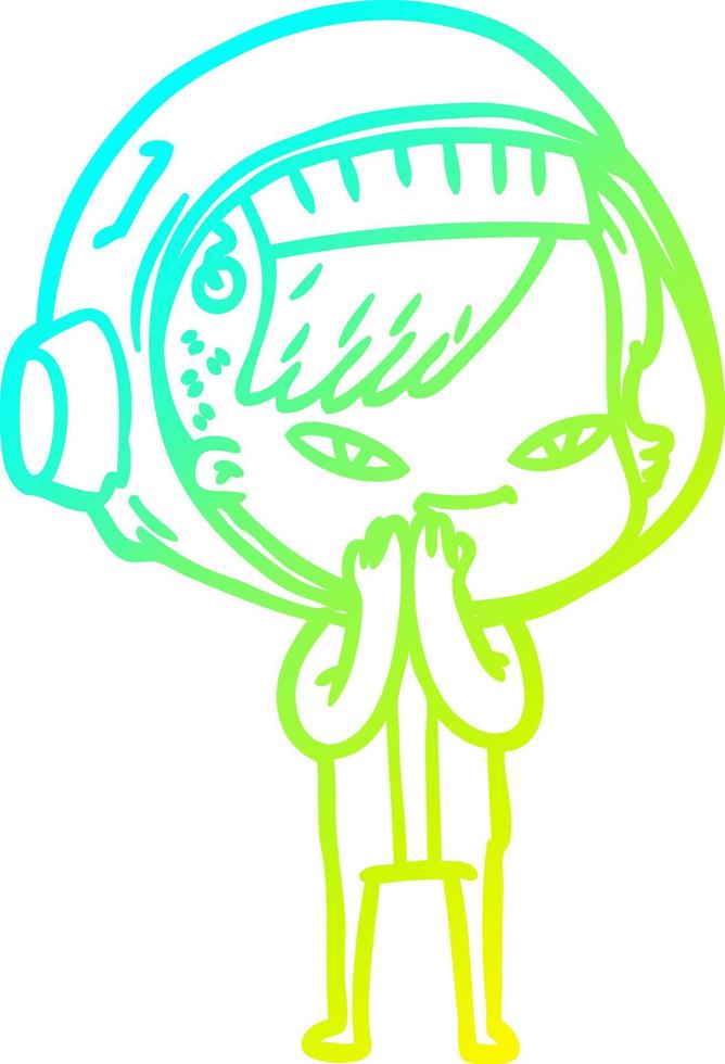 cold gradient line drawing cartoon astronaut woman vector