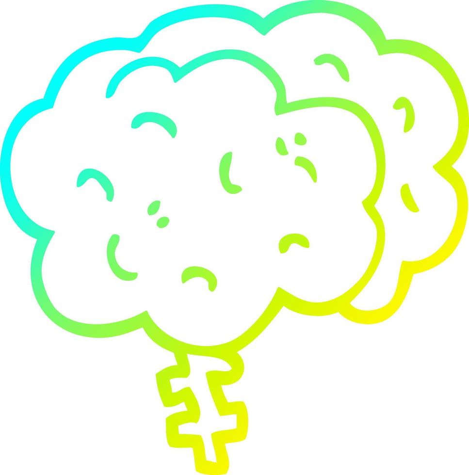 cold gradient line drawing cartoon brain vector