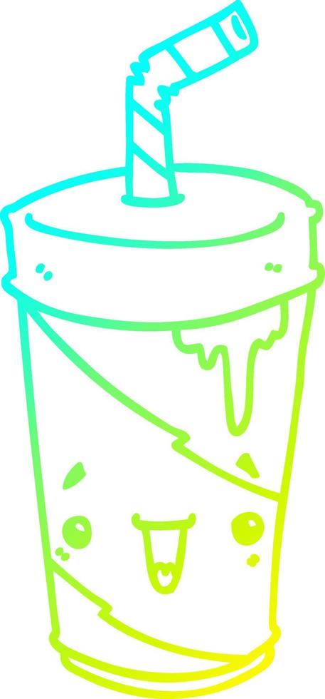 cold gradient line drawing cute cartoon soda vector