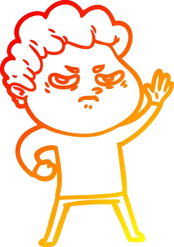 warm gradient line drawing cartoon angry man vector