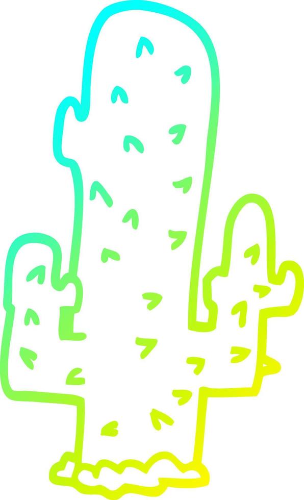cold gradient line drawing cartoon cactus vector