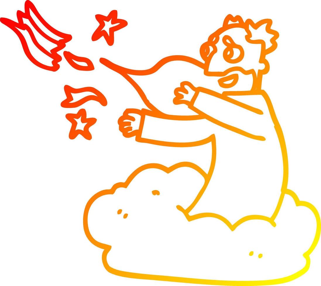 warm gradient line drawing cartoon god on cloud vector