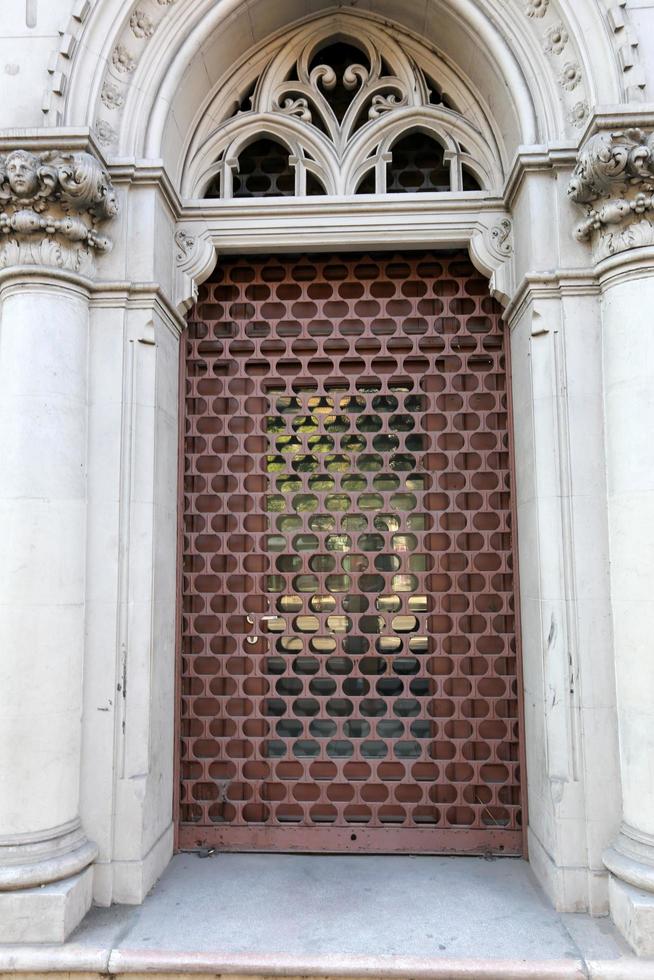 Tel Aviv July 20, 2019. Architectural design element of a door for entering and exiting a building photo