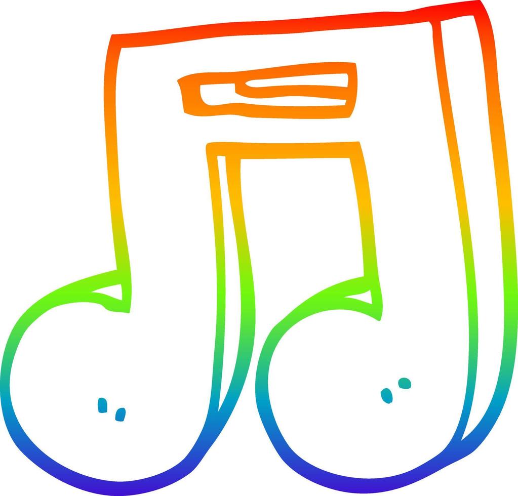 rainbow gradient line drawing cartoon musical notes vector