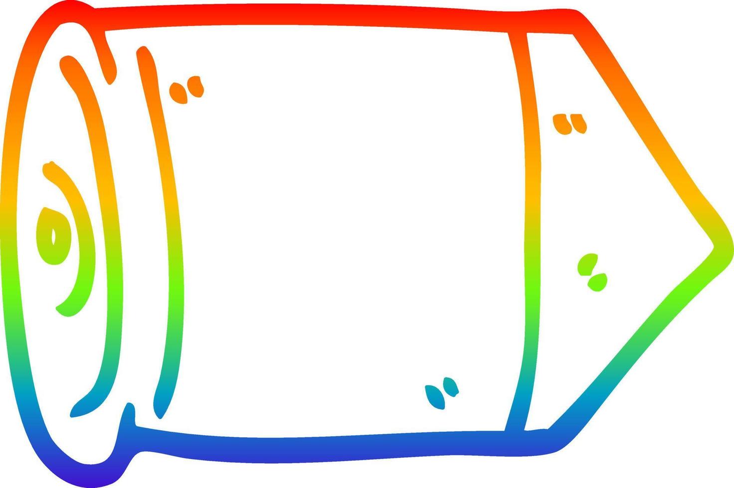 rainbow gradient line drawing cartoon golden bullet vector