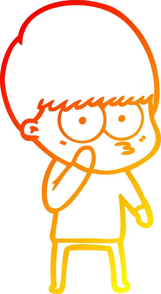 warm gradient line drawing curious cartoon boy vector