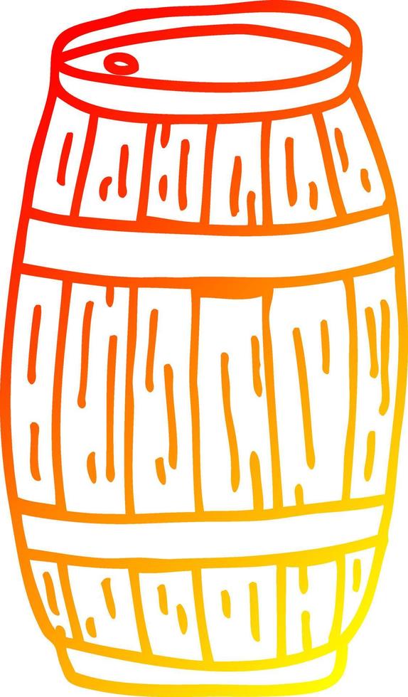 warm gradient line drawing cartoon beer barrel vector
