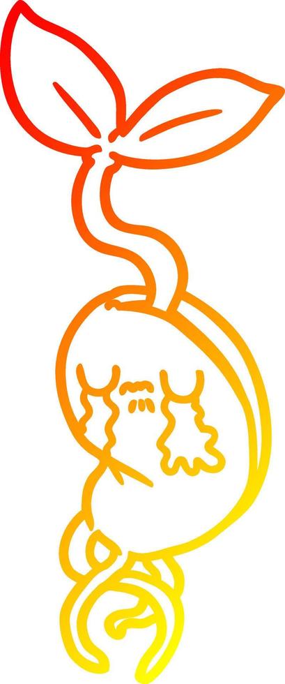 warm gradient line drawing cartoon sprouting seedling vector