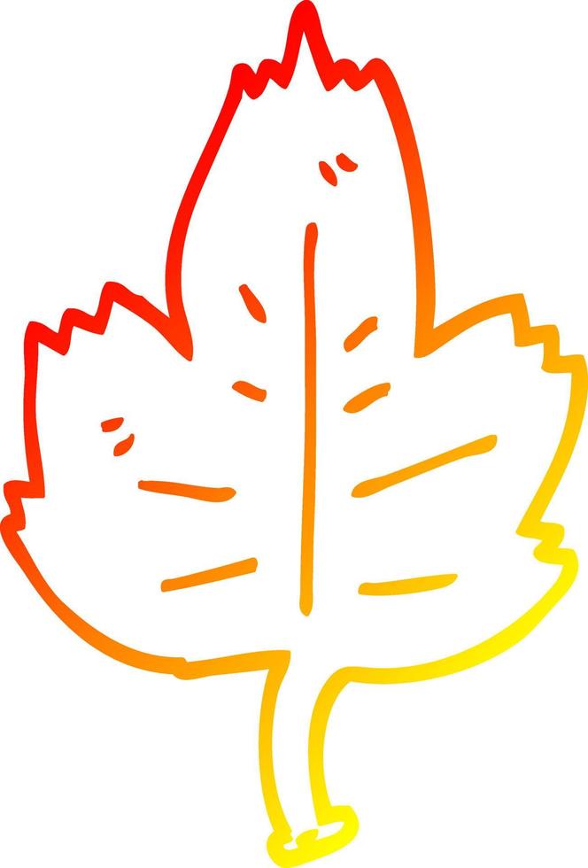 warm gradient line drawing cartoon leaf vector