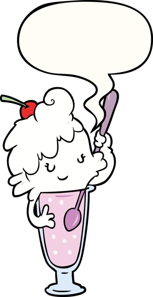 cartoon ice cream soda girl and speech bubble vector