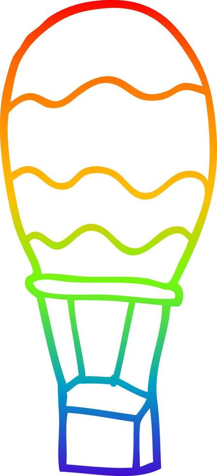 rainbow gradient line drawing cartoon hot air balloon vector