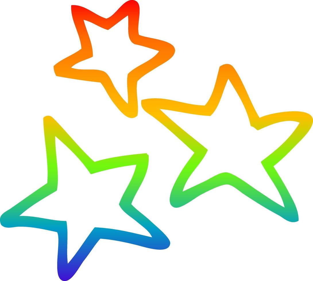 rainbow gradient line drawing cartoon star vector