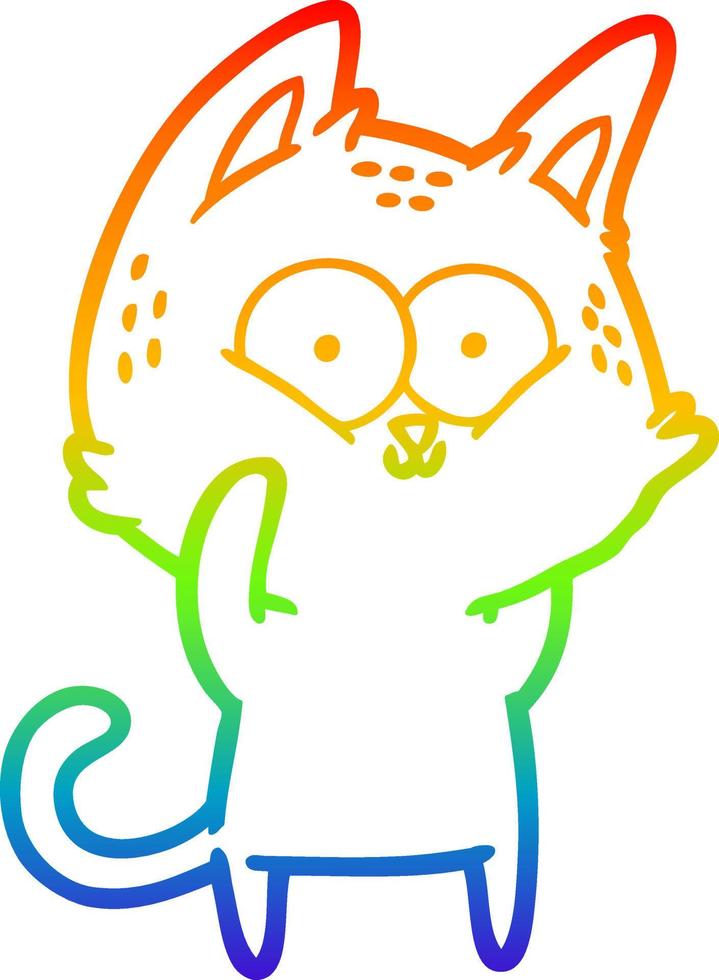 rainbow gradient line drawing cartoon cat vector