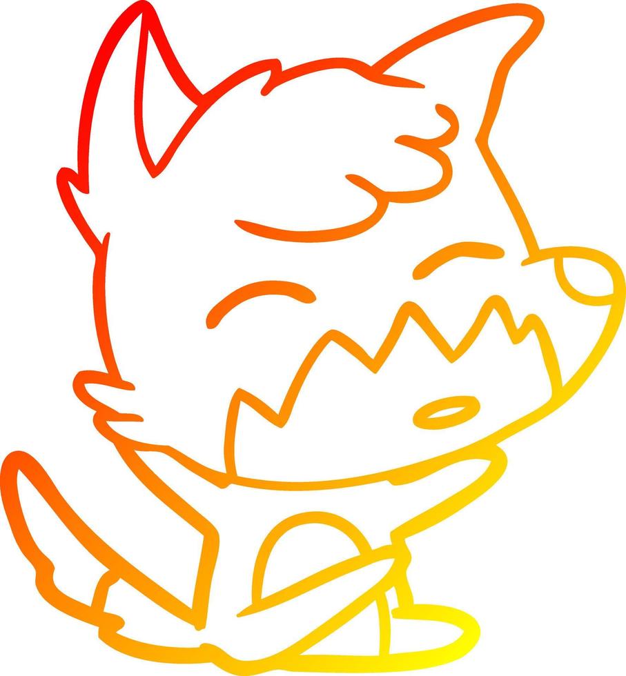 warm gradient line drawing cartoon fox vector