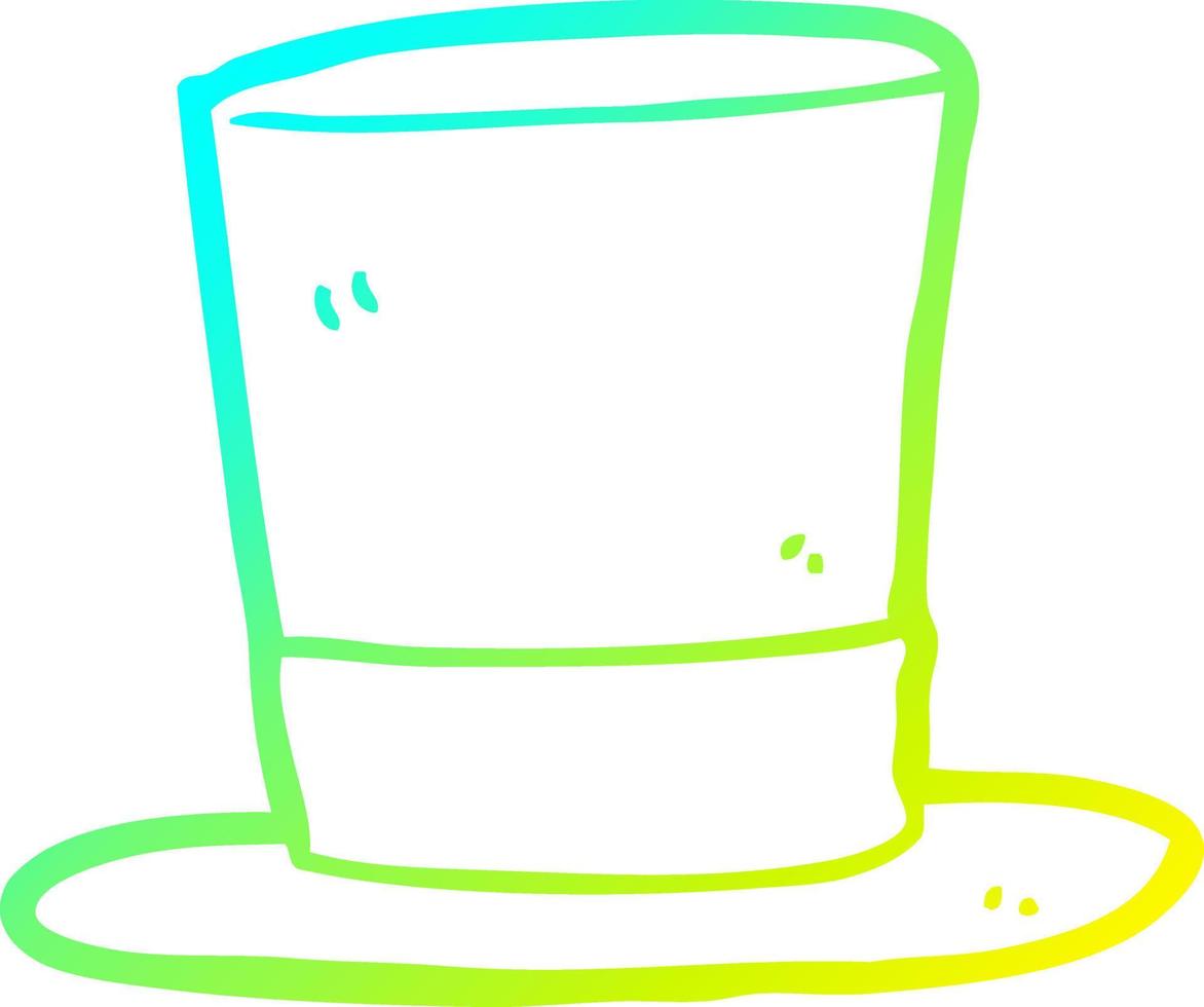cold gradient line drawing cartoon top hat vector
