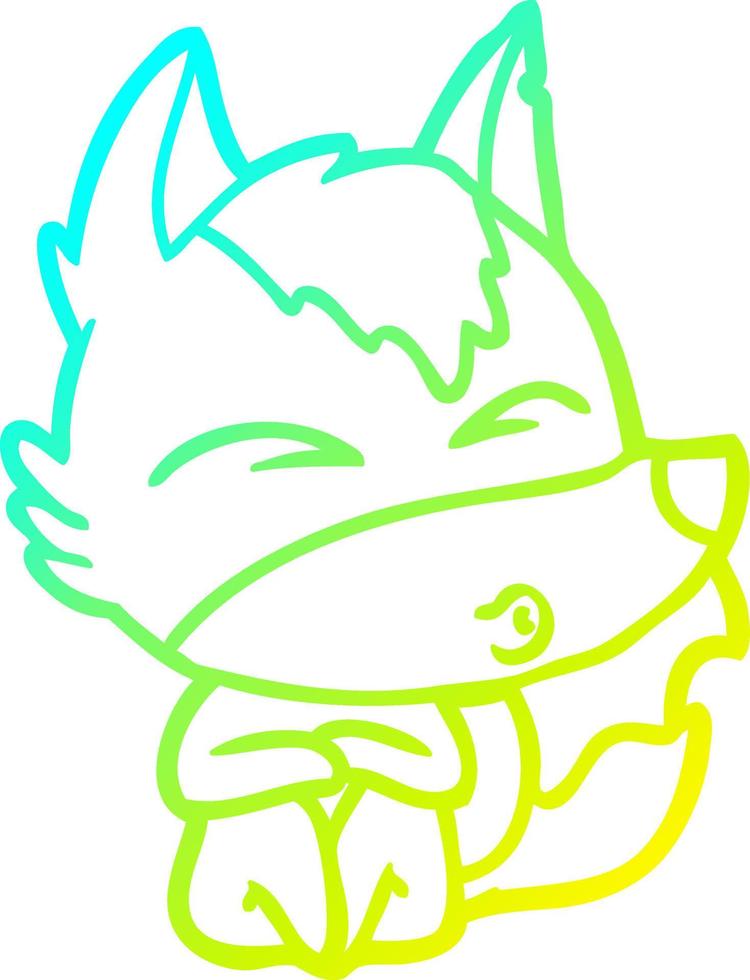 cold gradient line drawing cartoon wolf whistling vector
