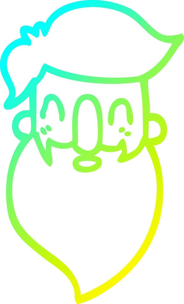 cold gradient line drawing cartoon bearded man vector