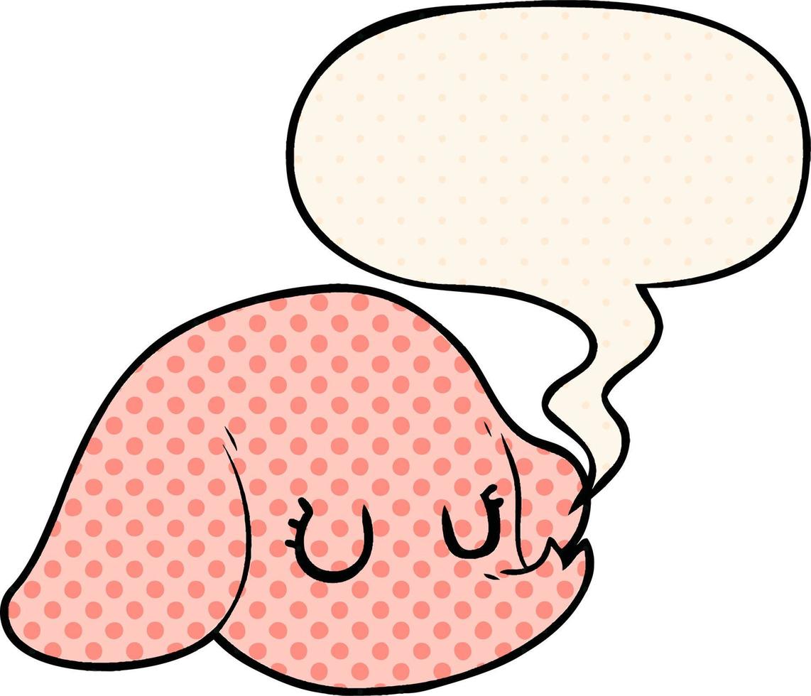 cartoon elephant face and speech bubble in comic book style vector