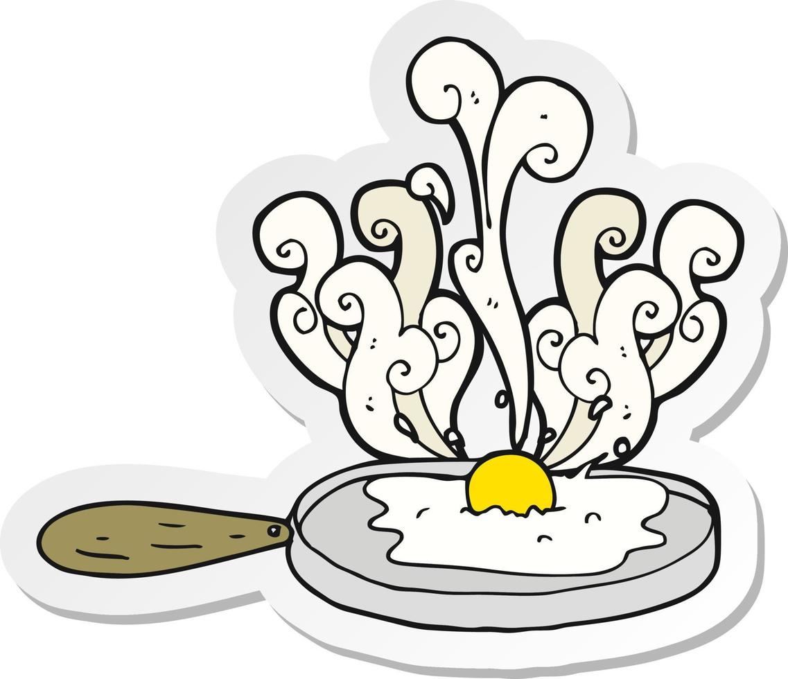 sticker of a frying cartoon egg vector