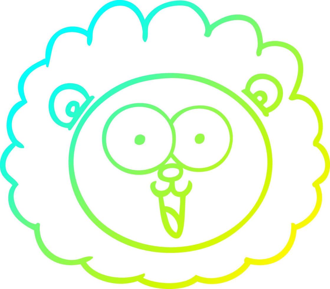 cold gradient line drawing cartoon lion face vector