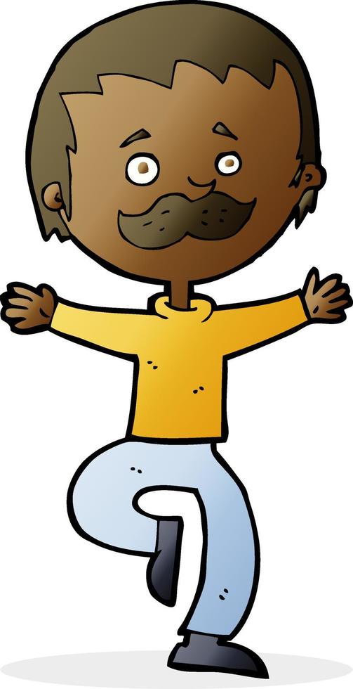 cartoon dancing man with mustache vector
