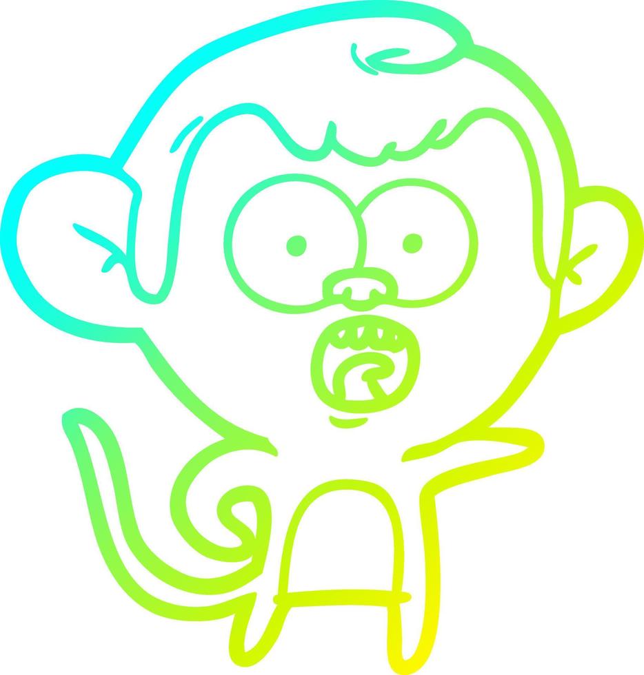 cold gradient line drawing cartoon shocked monkey vector